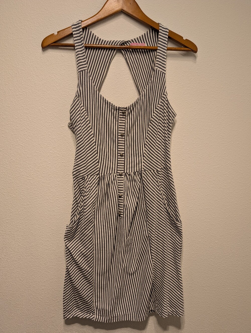 O'Neill Black & White Striped Sleeveless Midi Dress